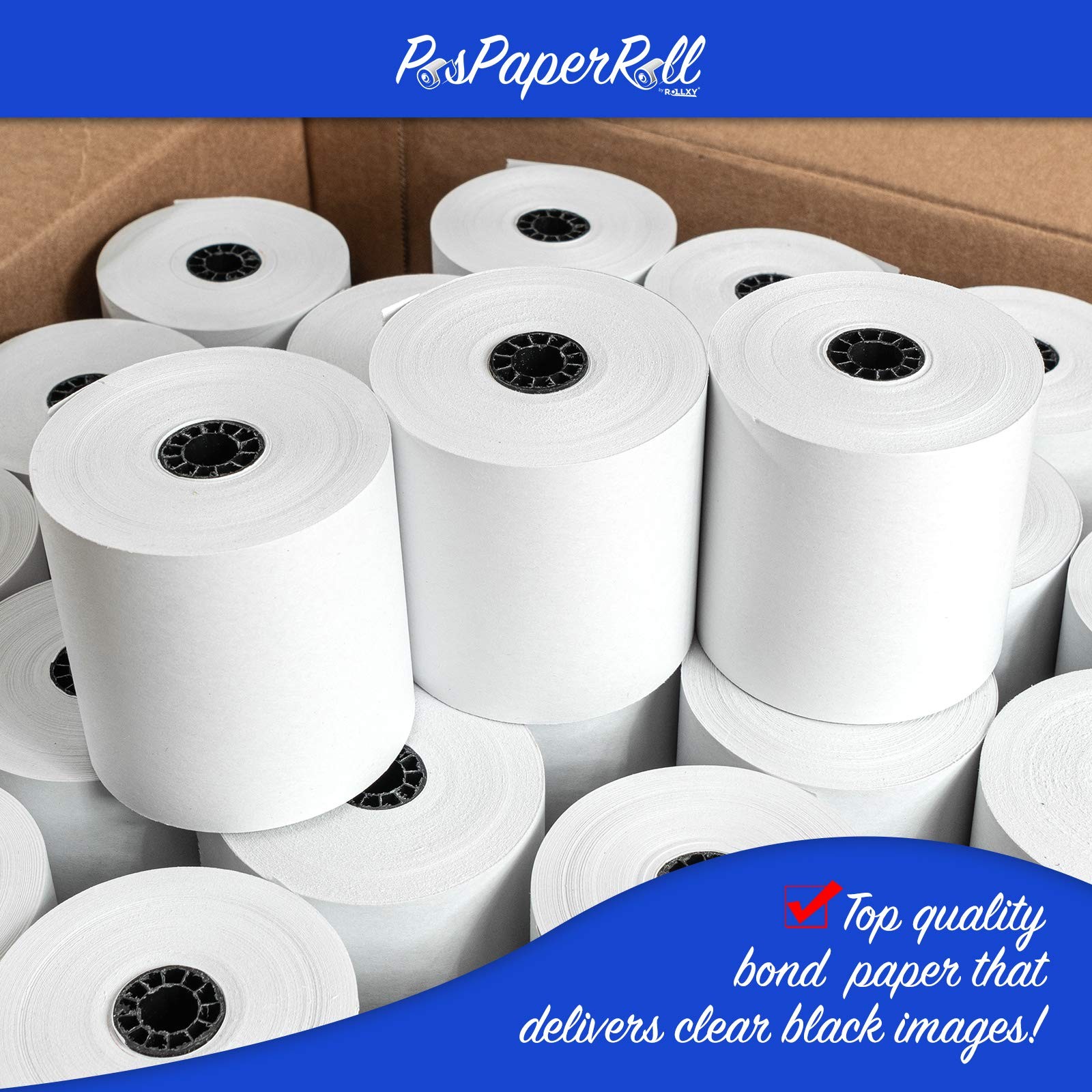 3″ x 165′ Cash Register 1 Ply Blended Bond Printer Pos Paper x 165′, White