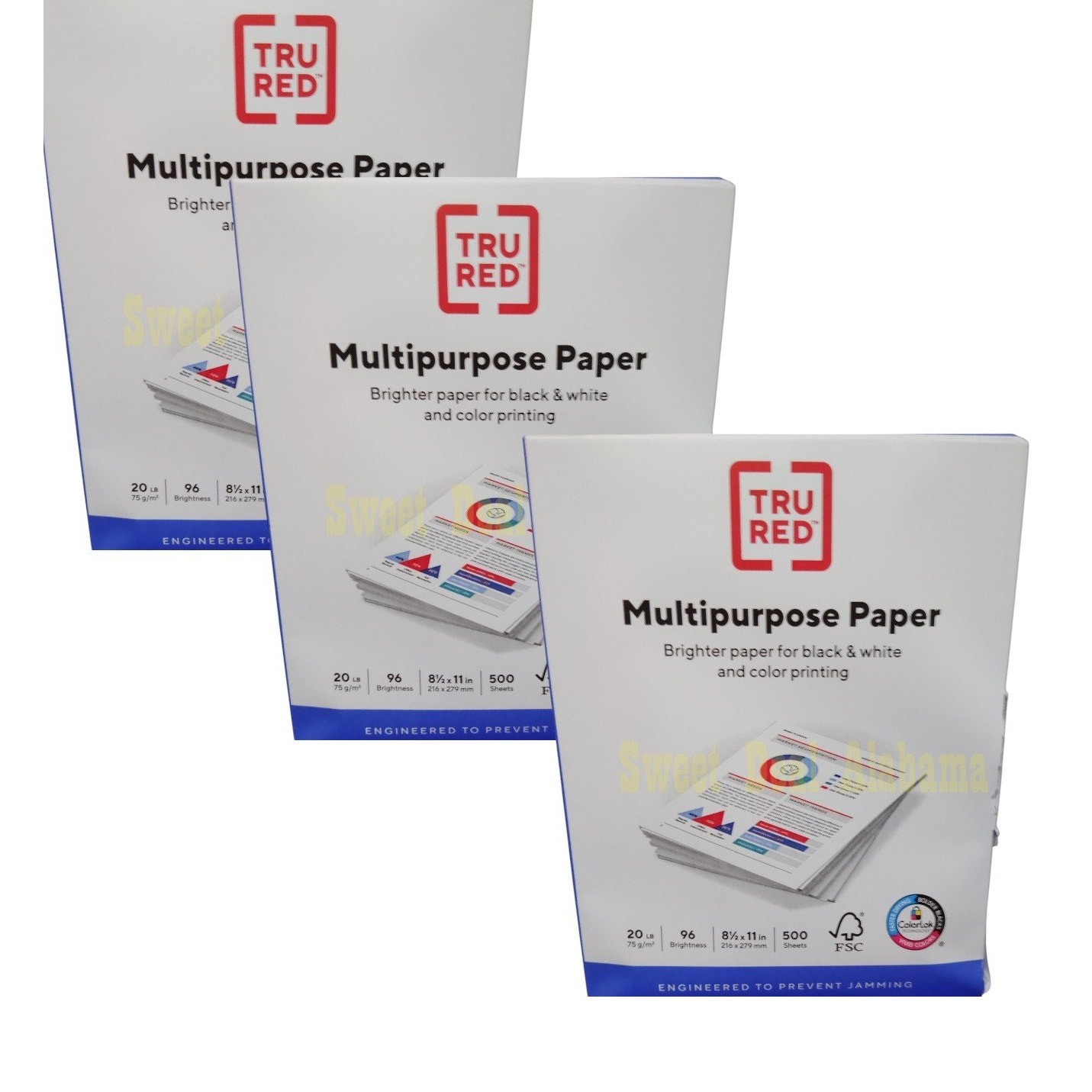 3 Reams, 1500 Pages, TRU RED 8.5 X 11 Multipurpose Paper, 20 Lbs., 96 Brightness