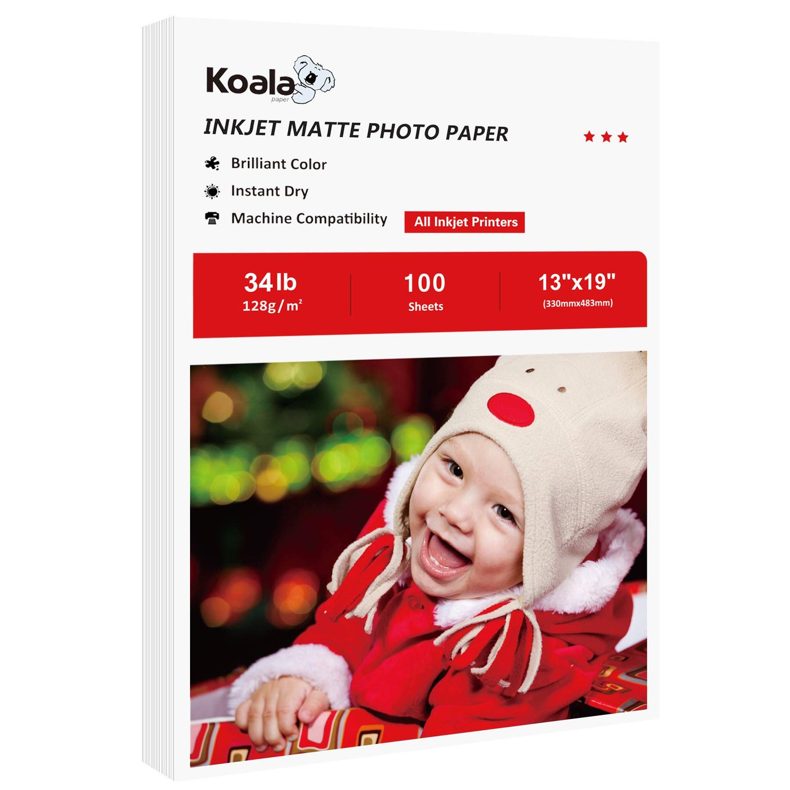 Koala Thin Matte Inkjet Paper 13×19 Inches 6.5Mil 100 Sheets Art Pack