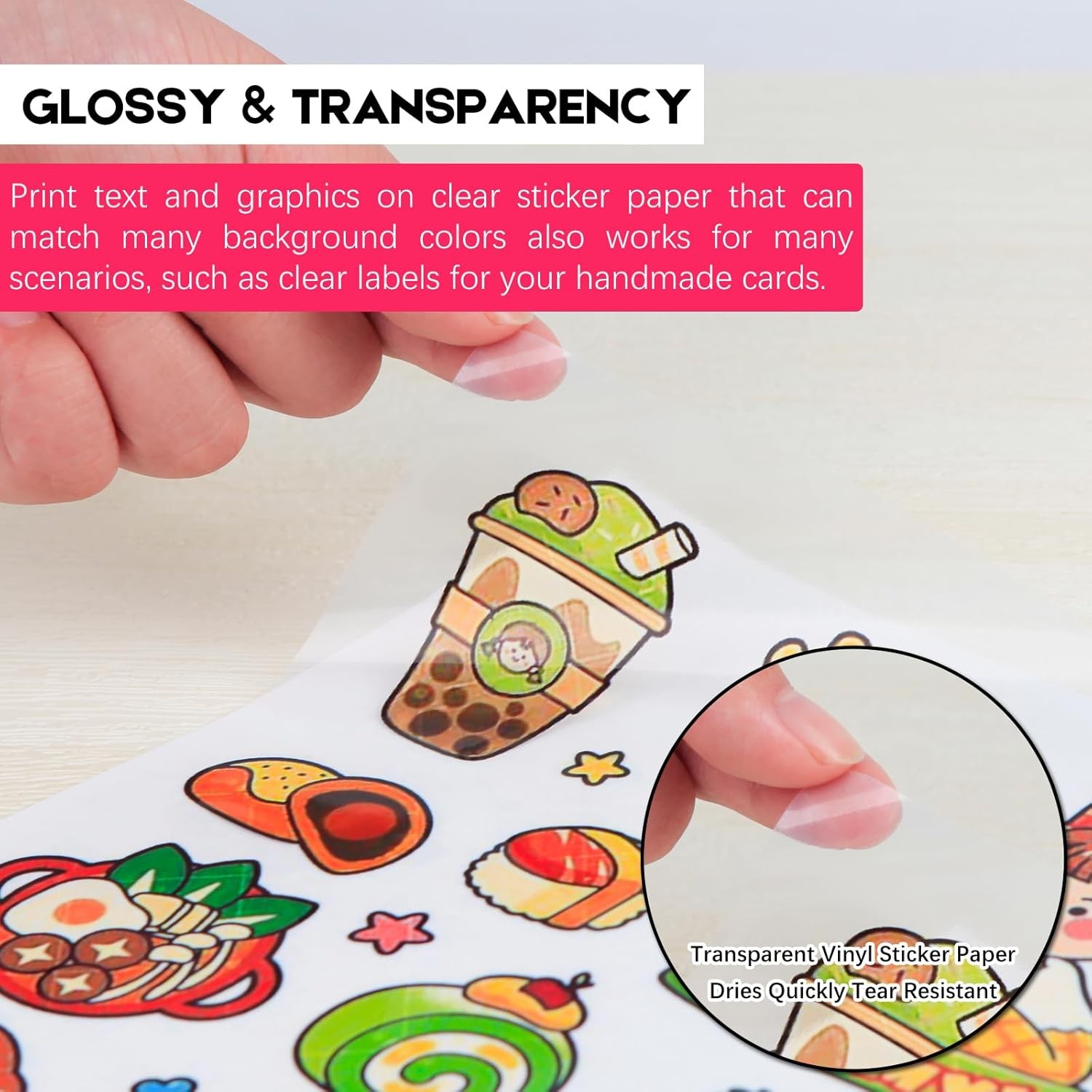 30 Sheets Clear Sticker Paper for Inkjet Printer Waterproof