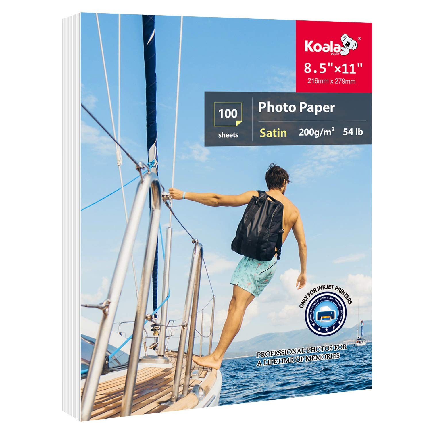 100 Sheets 8.5×11 Inch Thin Satin Photo Printer Paper Semi Gloss 200gsm