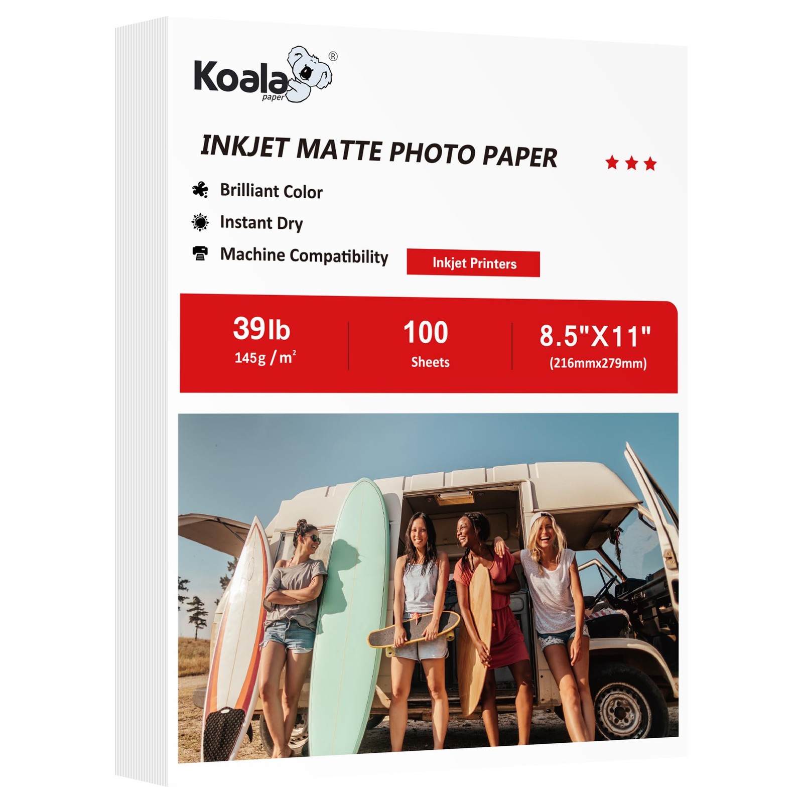 Koala Matte Coated Photo Paper Single Sided 145 GSM 8.5×11 Inch 100 Sheets