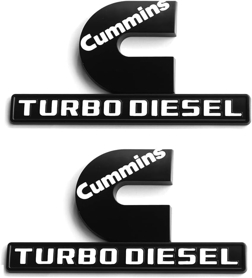 2Pack OEM Black Cummins Turbo Emblem Compatible with 2500 Black with white