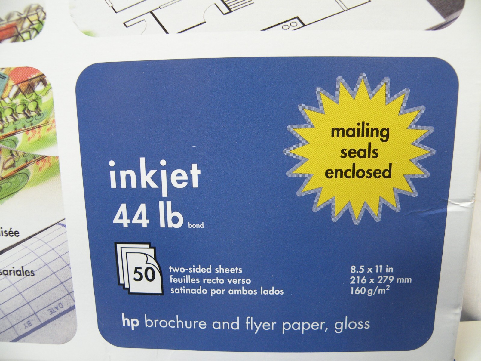 Five HP C6817A, Brochure Flyer Paper 8.5″ x 11″, 44 lb Glossy, 50 sheets Inkjet