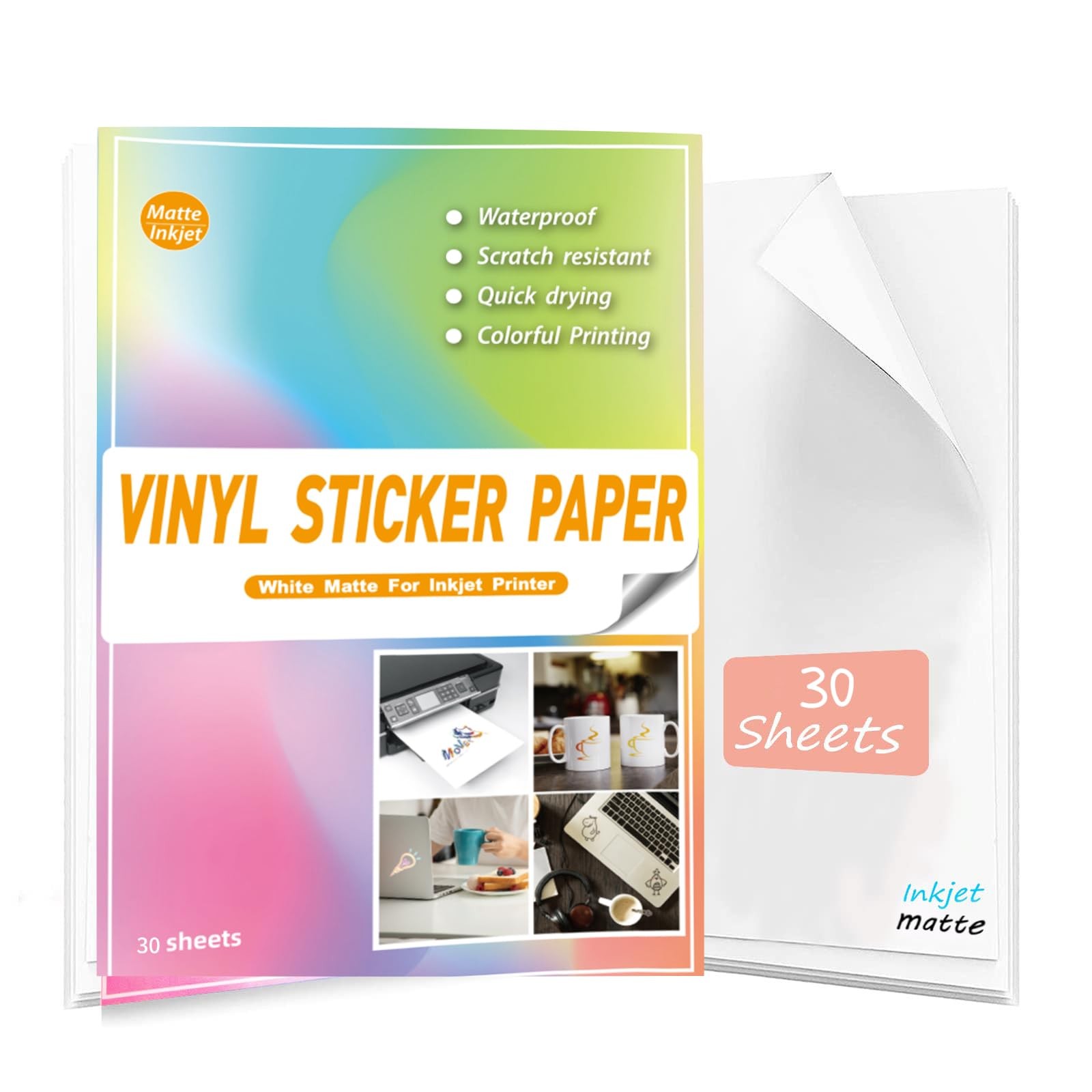Waterproof Printable Vinyl Sticker Paper for Inkjet Printers – 30m…