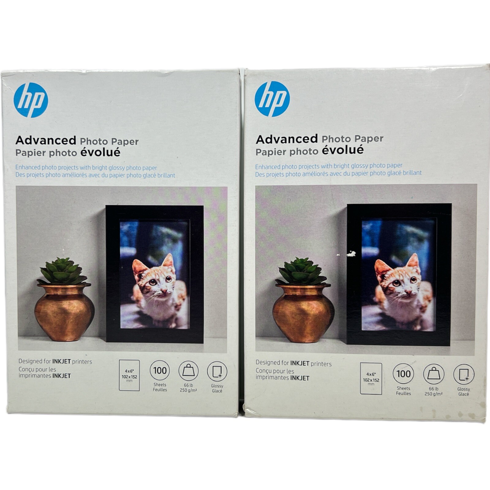 (2) Hewlett Packard Q6638A 4 x 6 inch Glossy Printer Paper – 100 Sheets Each