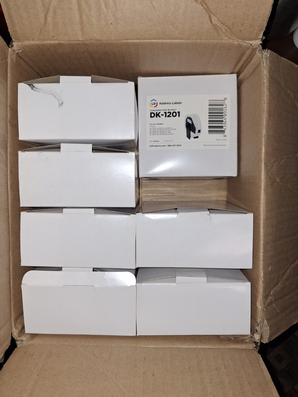 (Lot of 7) LD Brother DK-1201 Compatible Address Labels 400 Per Roll 2,800 Total