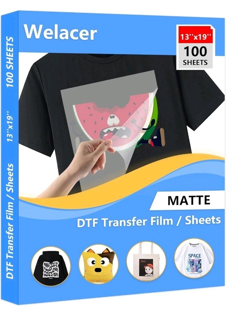 100 Sheets DTF Transfer Film Paper A4 Double Sided Thick Clear Pretreat Sheet…
