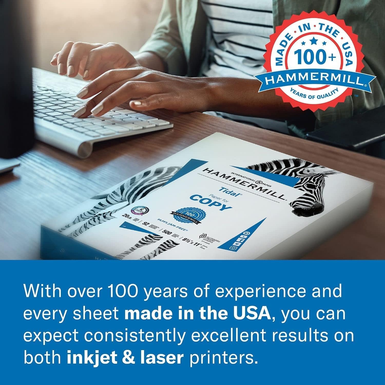 JAM-FREE 20 lb Printer Paper – 11 x 17 Ledger – 500 Sheets with ColorLok Tech
