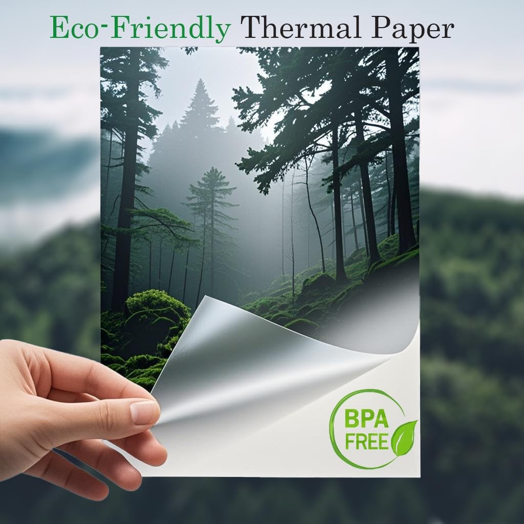 Fold Version Thermal Printer Paper 8.5 x 11 Inch,Thermal 100 sheet, White