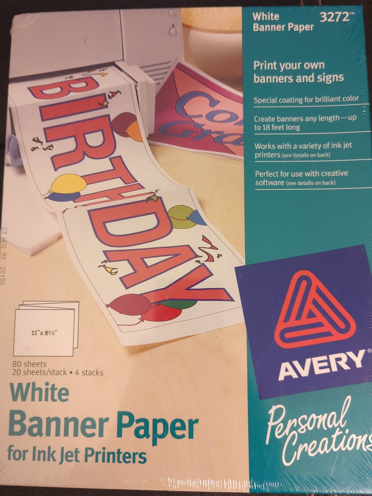 Sealed Avery 3272 White Banner Paper for Ink Jet Printers 11×8.5 80 sheets