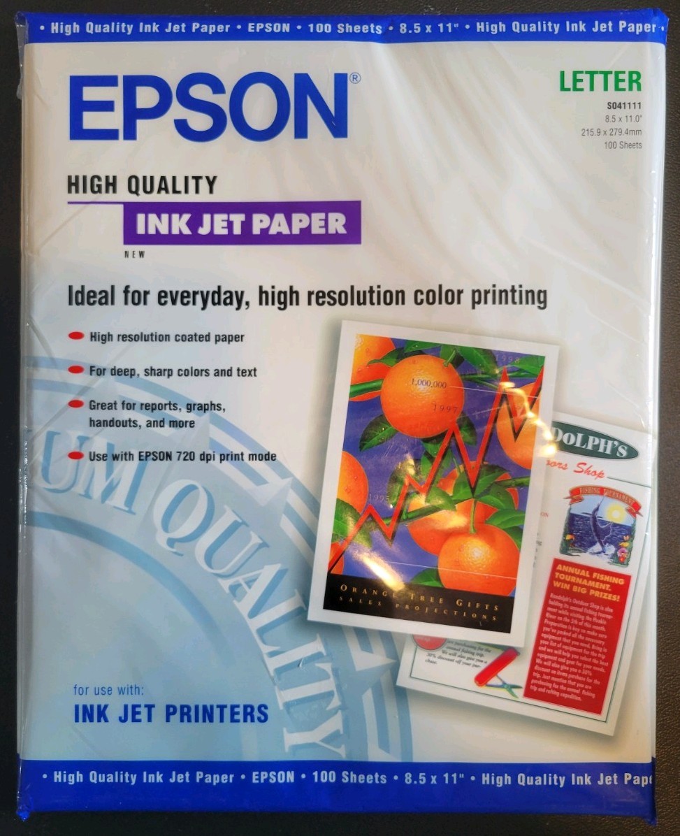 Epson High Quality Inkjet Paper Matte 8-1/2 x 11 100 Sheets/Pack S041111