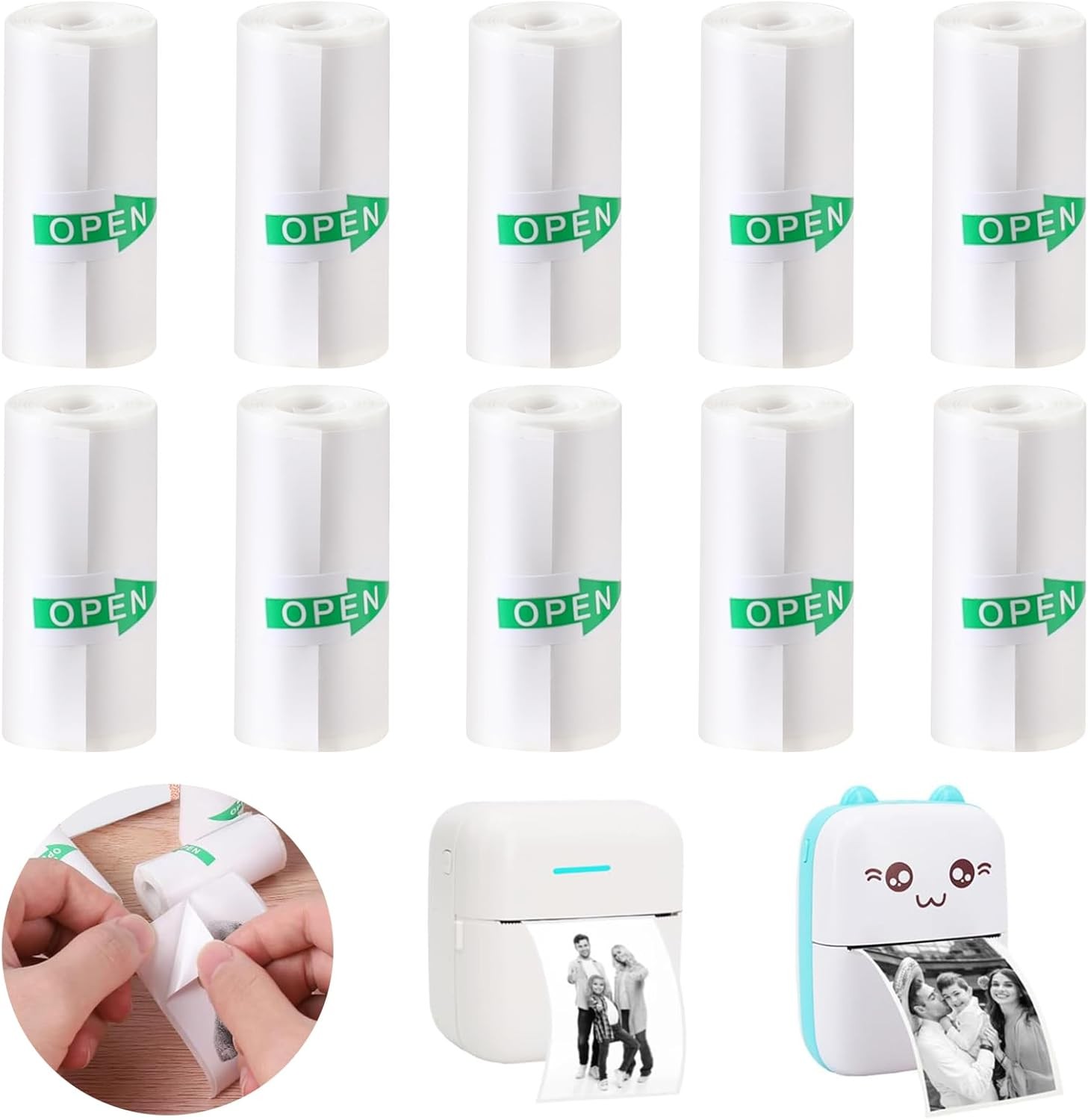 10 Rolls Mini Thermal Printer Sticker Paper 57 x 25mm Self-Adhesive
