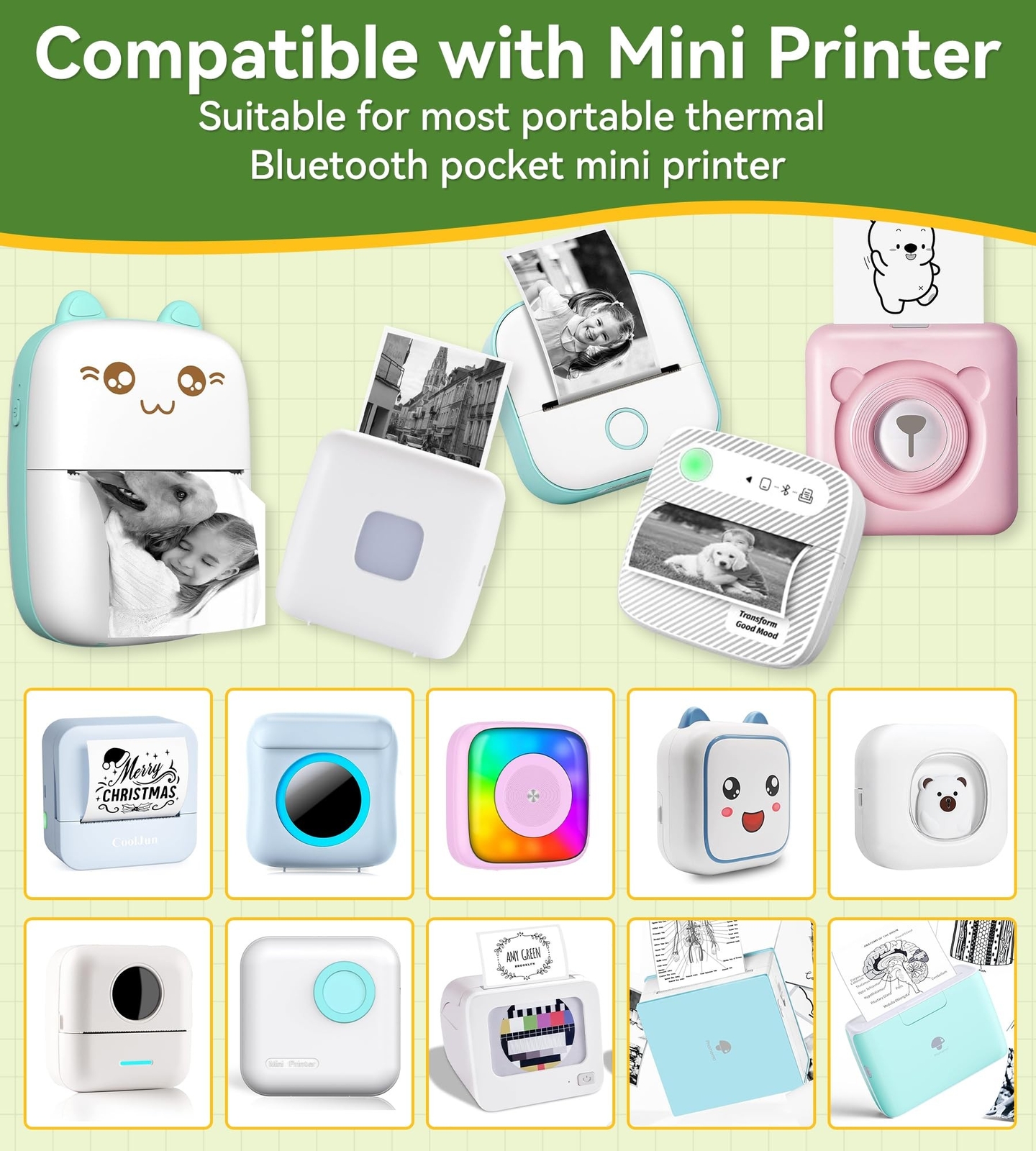 6 Roll Mini Sticker Printer Photo Paper,57 x 30mm Thermal Printer Paper White…