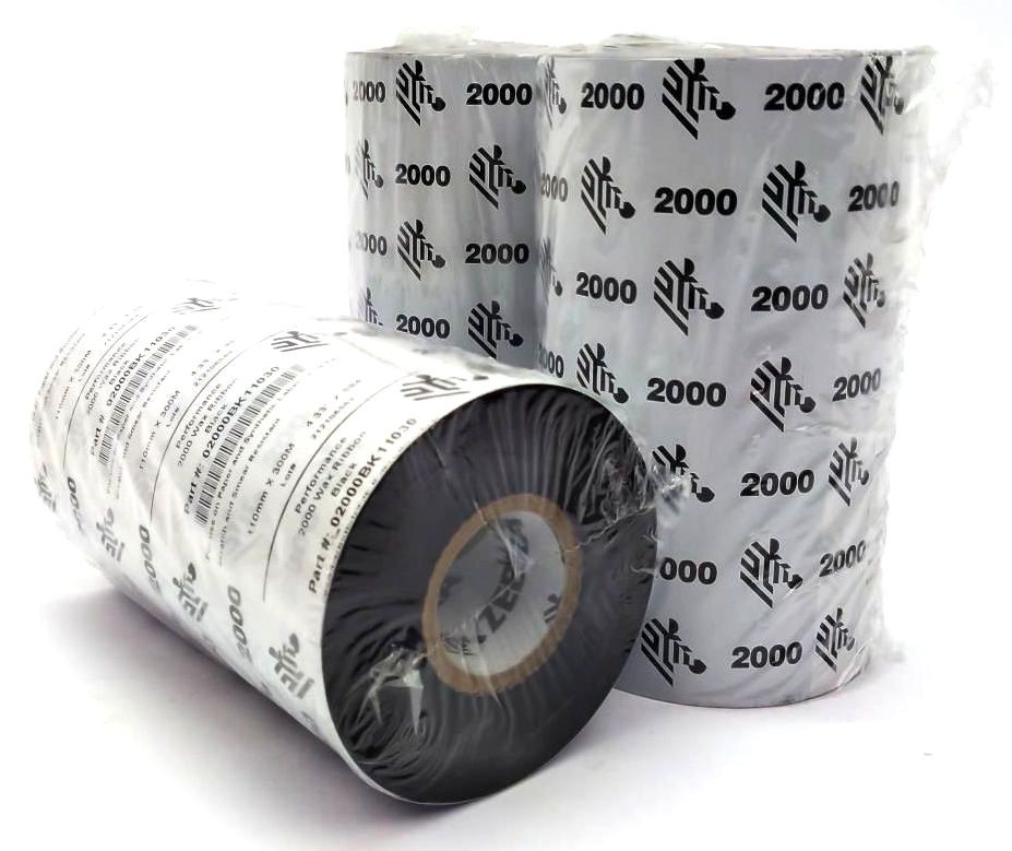 Zebra 4.33″ x 984′ Performance 2000 Wax Ribbons 02000BK11030 Genuine – 22 Rolls