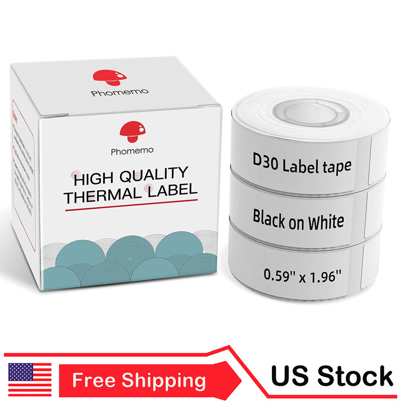3 Rolls 15x50mm Label Maker Tape Sticker Thermal Paper Self-Adhesive For D30
