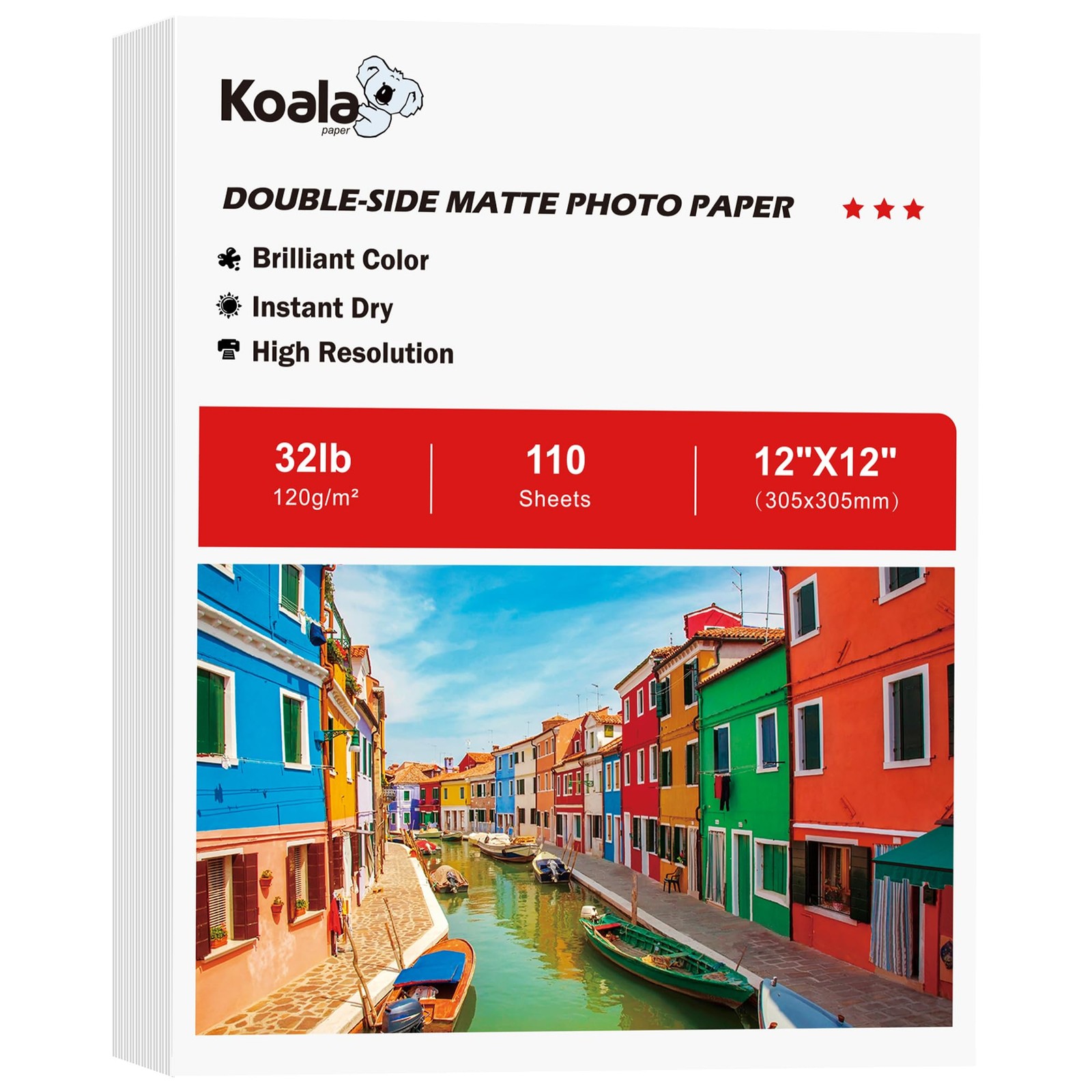 Koala Thin Presentation Paper DoubleSided Matte 32LB 12×12 Inch 110 Sheets