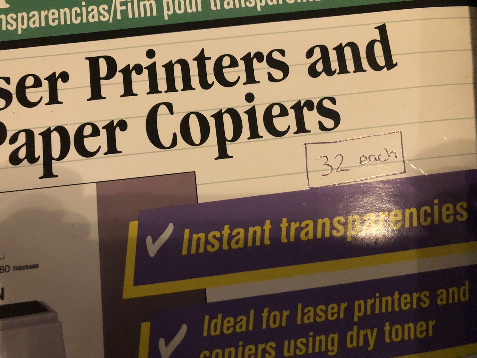 Transparency Film Printer Paper 71 Sheets 3M & JM for Copiers & Laser Printers