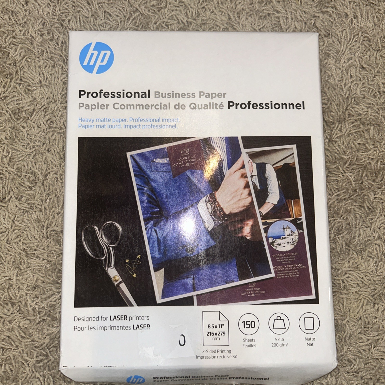 HP Professional Business Paper 52lb Weight 8.5×11 Matte White 150/Pack 4WN05A