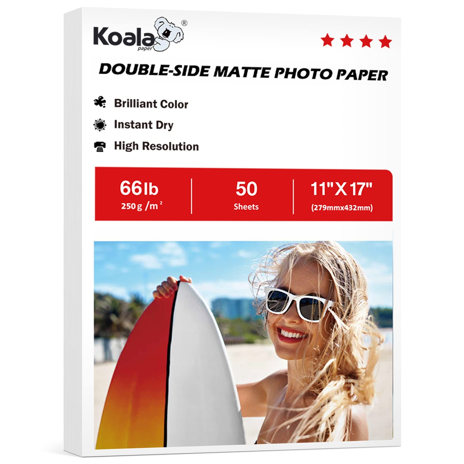 Koala Matte Heavyweight Photo Paper 11×17 Double-Sided 250gsm 50 Sheets