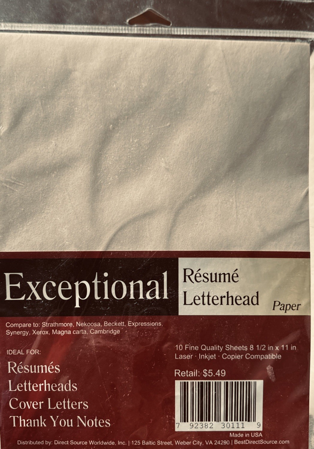 Resume Letterheads Cover Sheets Copier Paper 8.5×11 10pks Of 10 Laser Printer