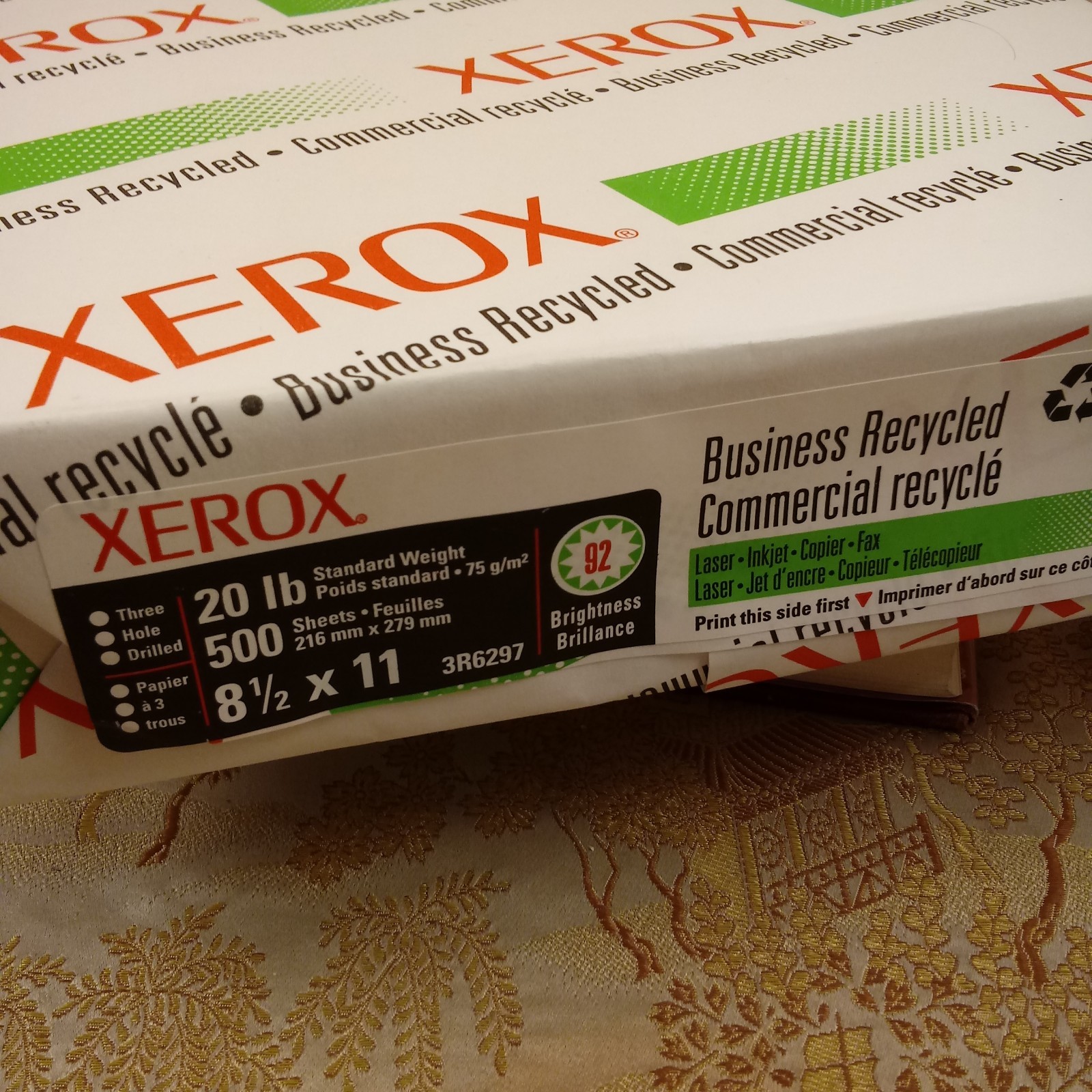 Xerox Business Recycled Copy Paper, 3-Hole, Letter, 500 Sheets (XER3R06297)
