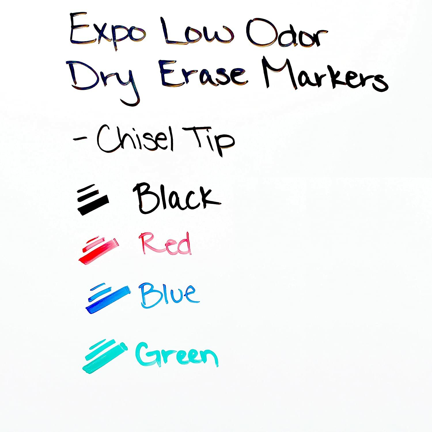Expo Low Odor Dry Erase Marker, Broad Chisel Tip, Assorted Colors, 4-Count