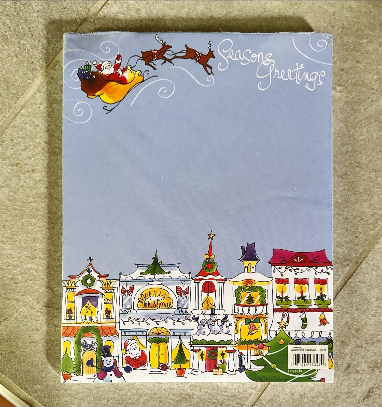 NEW Geographics 47342 Main Street Christmas Letterhead Stationary 100 Count
