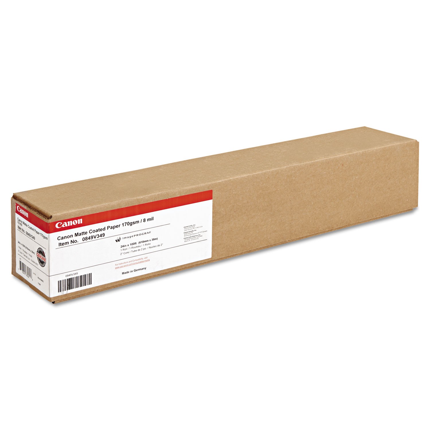 Canon® Matte Coated Paper, 170 gsm, 24 x 100 feet, Roll