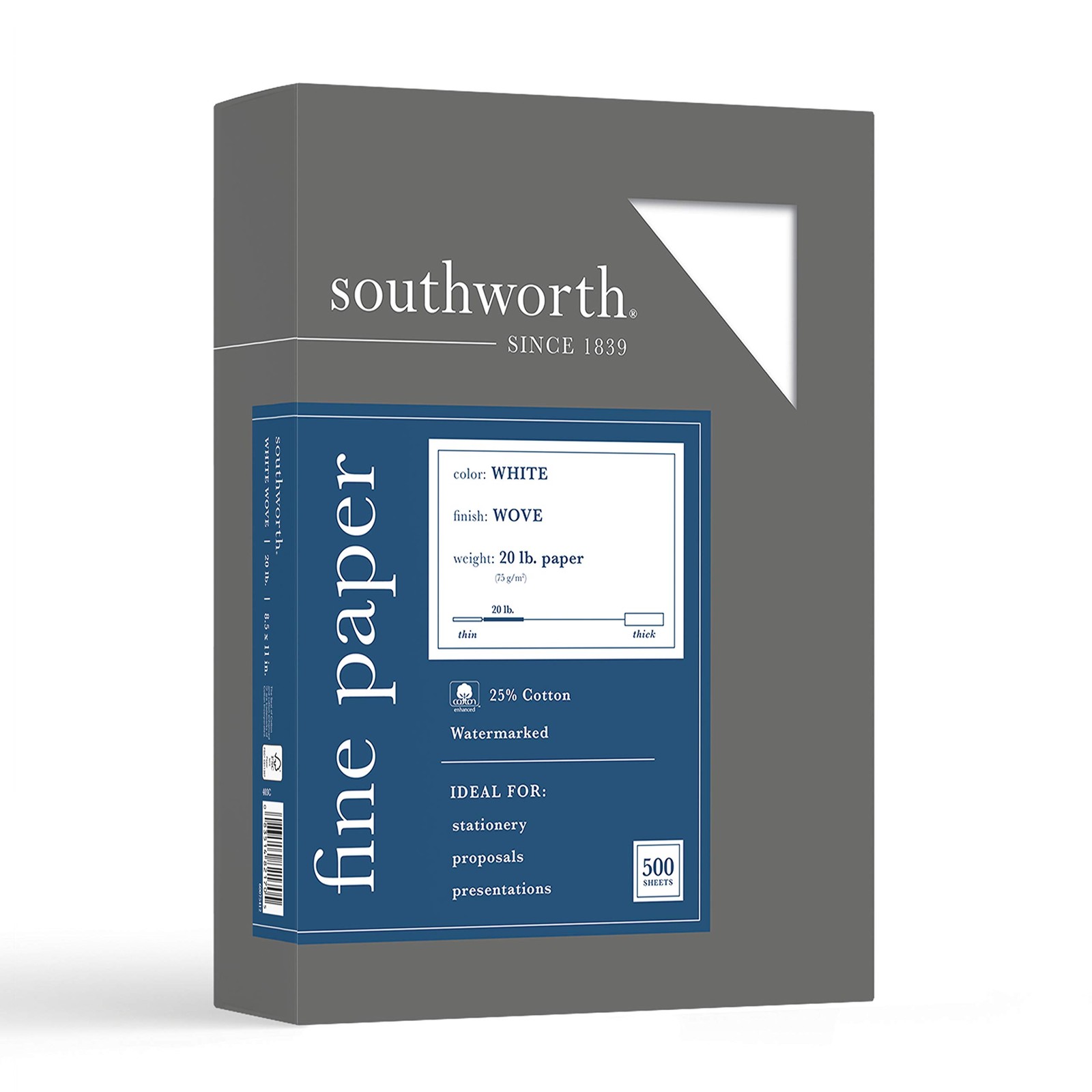 Southworth 403C 25% Cotton Business Paper White 20 lbs. Wove 500 Sheet,