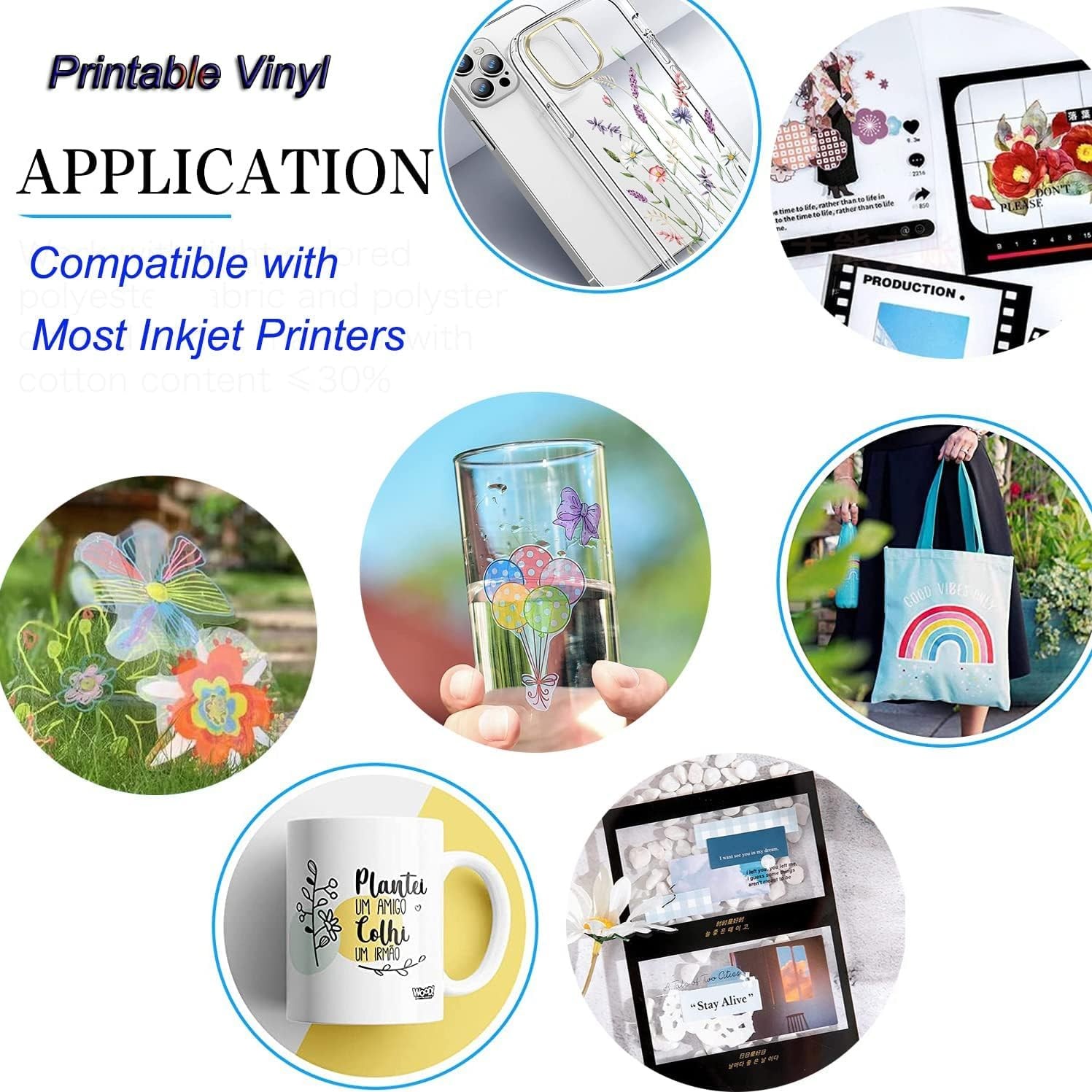 Semi Clear Printable Vinyl Sticker Paper for Inkjet Printers Transparent…
