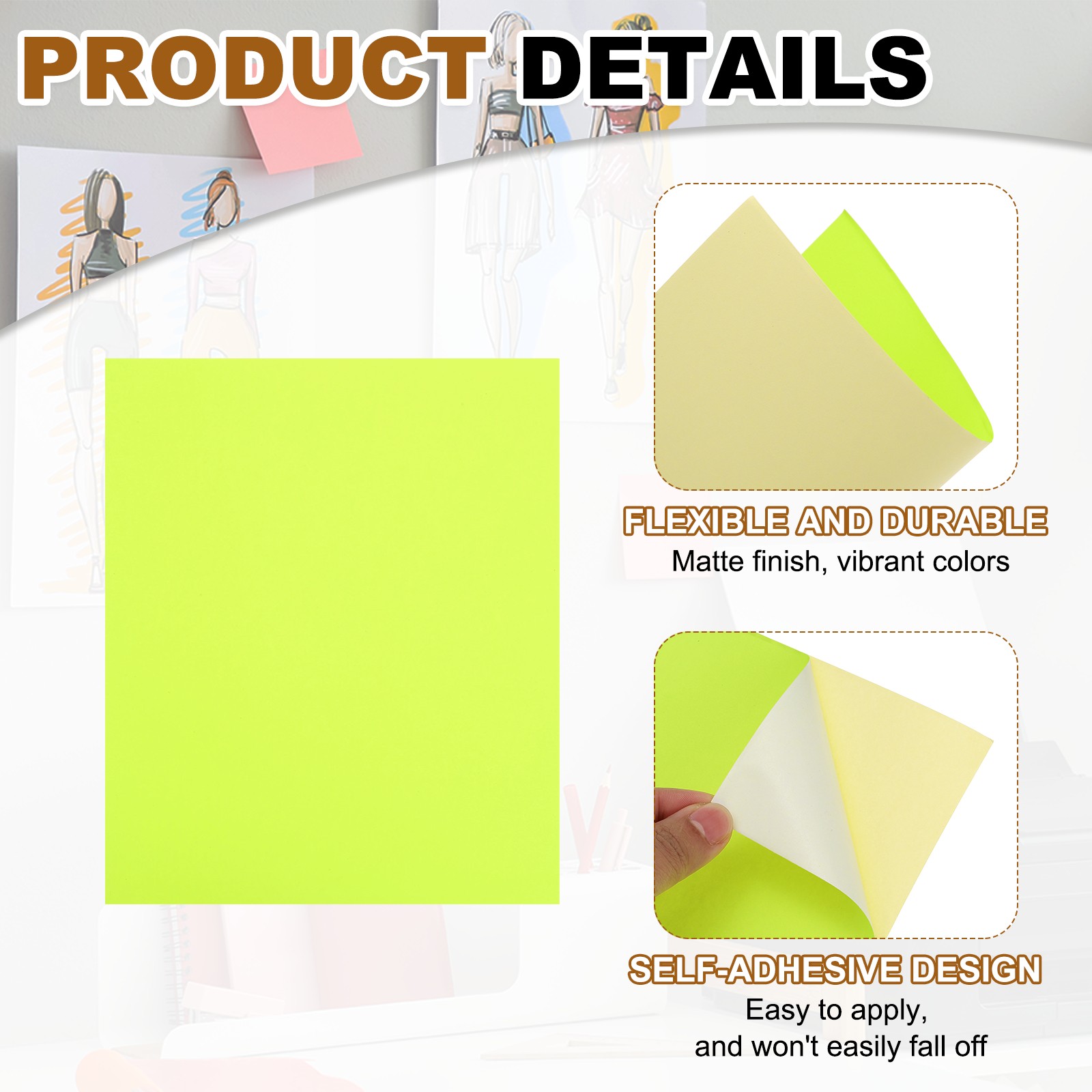 50 Sheets Yellow A4 Printer Stickers, 50 Pieces
