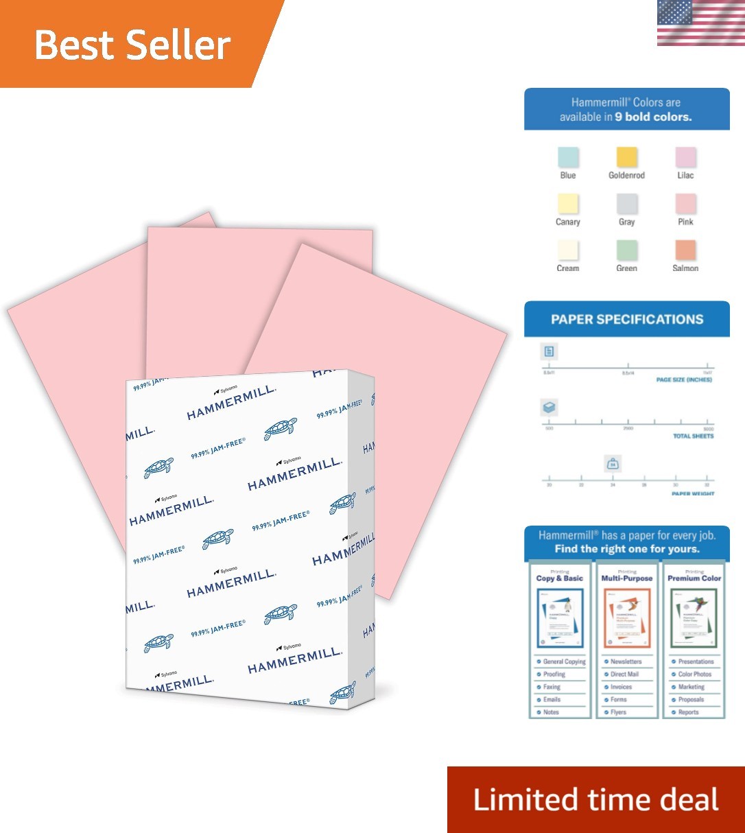 Sustainable 24 lb Pink Printer Paper – 500 Sheets, Perfect for Art & Office Use