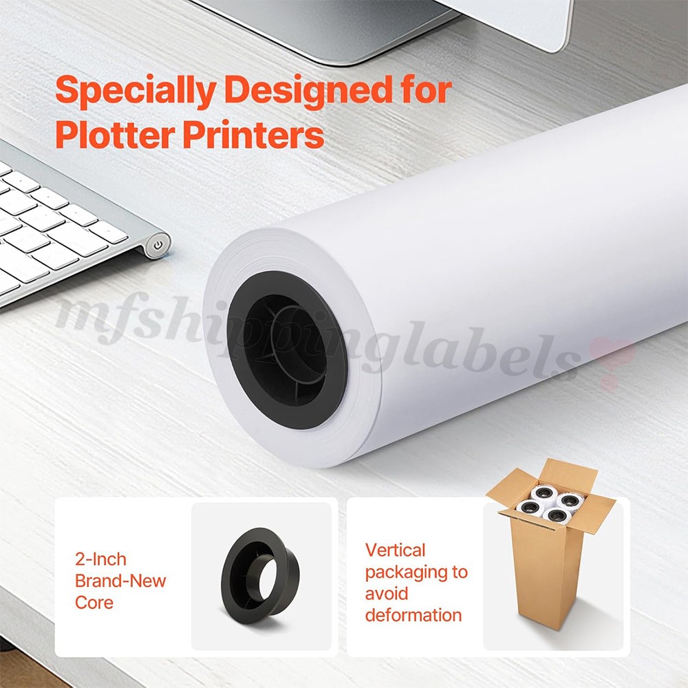 24″x150′ 36″x150′ 20lb CAD Bond Plotter Paper for Wide Format Inkjet Printers US