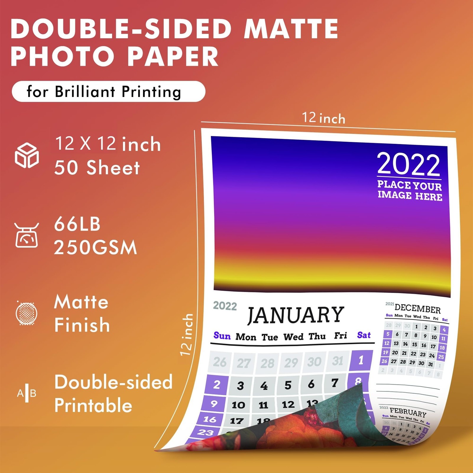 50 PCS Koala Double Sided Matte Photo Paper 12×12 Inch 250gsm Inkjet Print