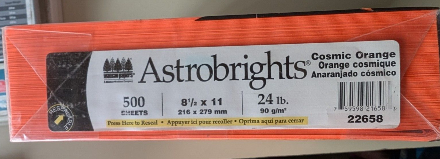 Wausau Papers Astrobright Paper Cosmic Orange 500 Sheets, 24 Pounds759598216583