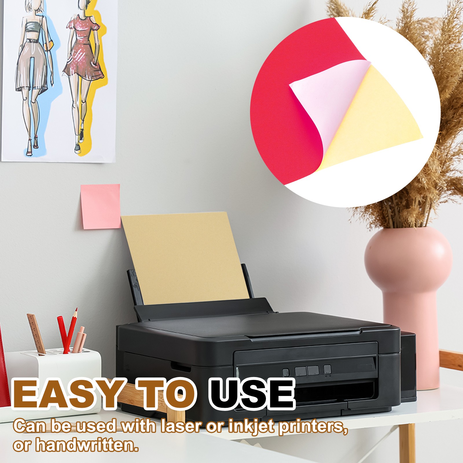 30 Sheets Printable Self Adhesive Sticker Paper for Inkjet Printer Red