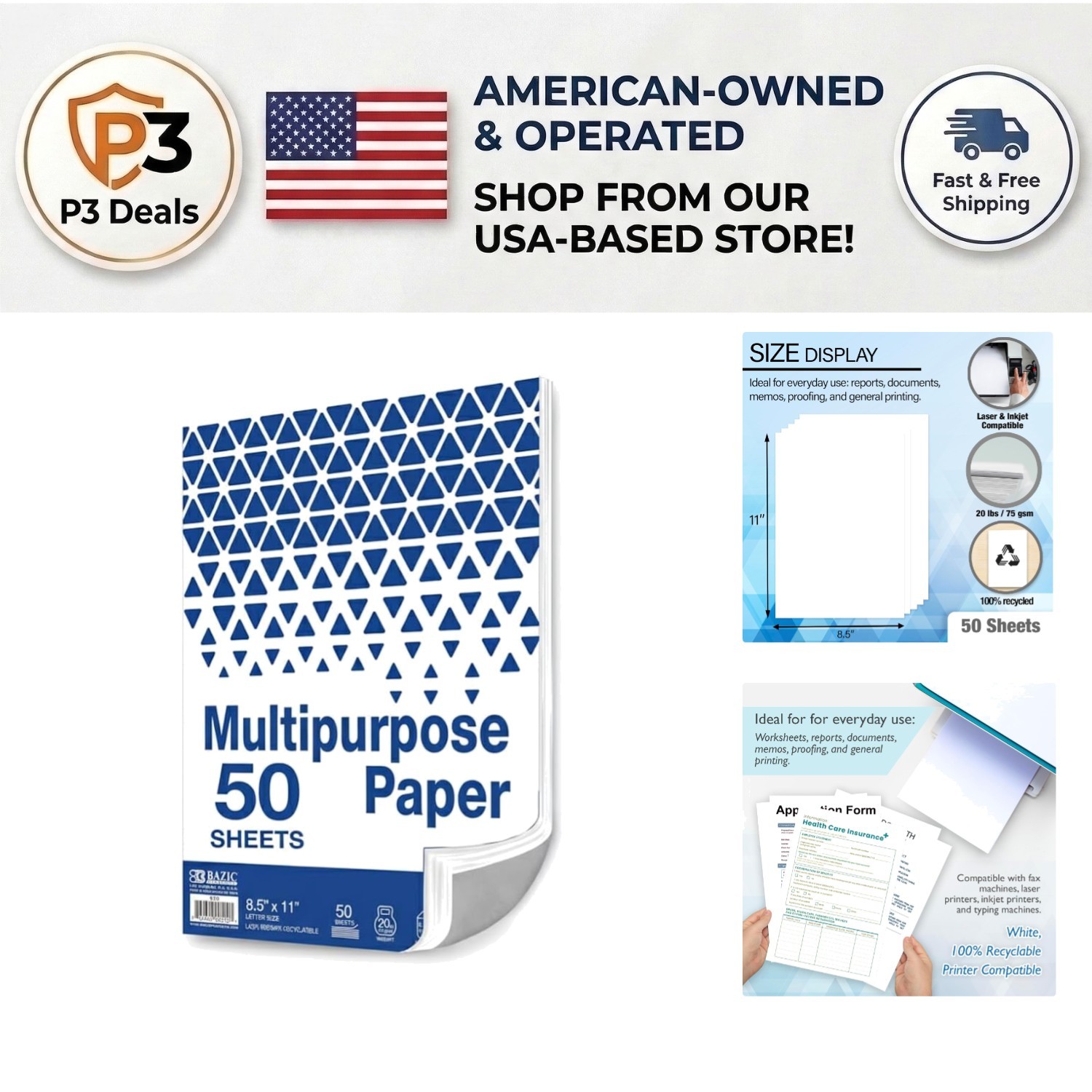 Crisp and Clean 8.5″ x 11″ White Printer Paper – 50 Sheets for Versatile Use