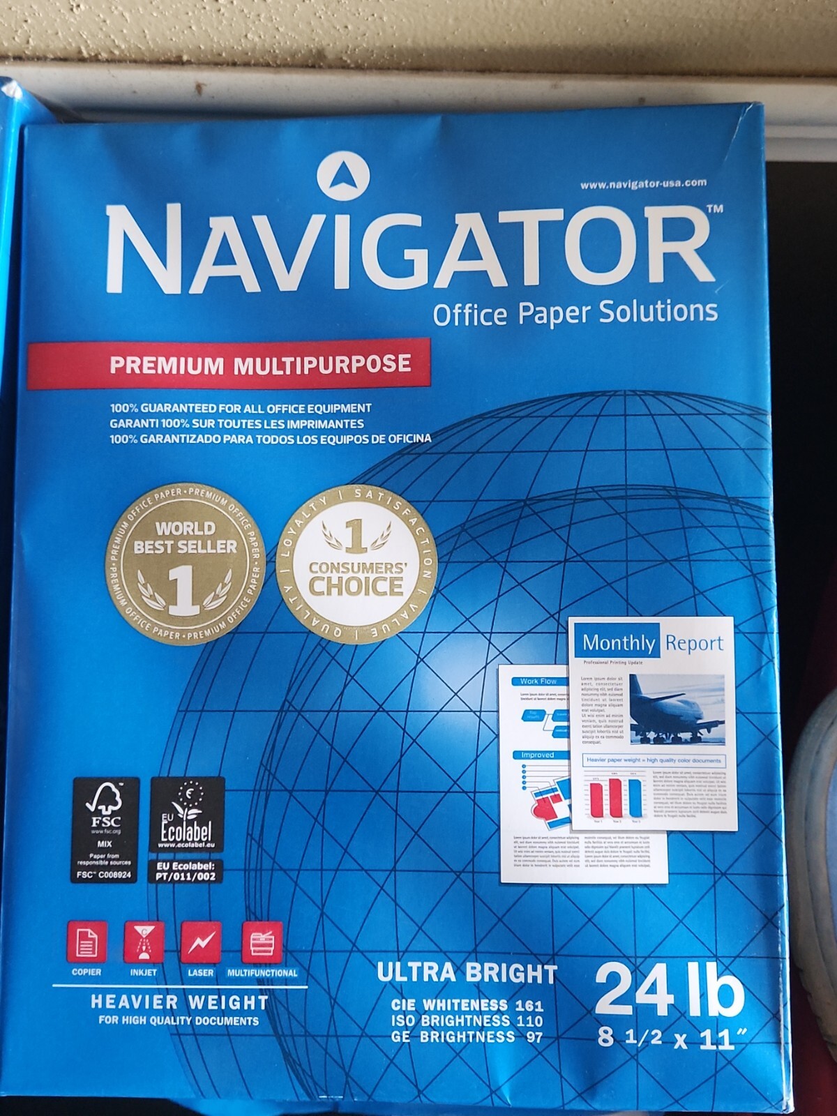 1 x Navigator NMP1124 Copy & Multipurpose Paper – Letter – 8 1/2″ x 11″ – 24 lb