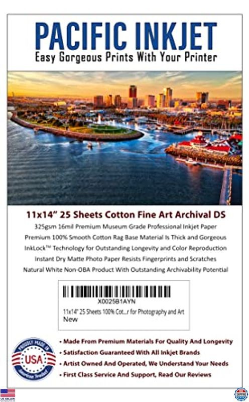 Premium 11″x14″ 25 Sheets 100% Cotton Matte Double-Sided Inkjet Paper – 325gsm