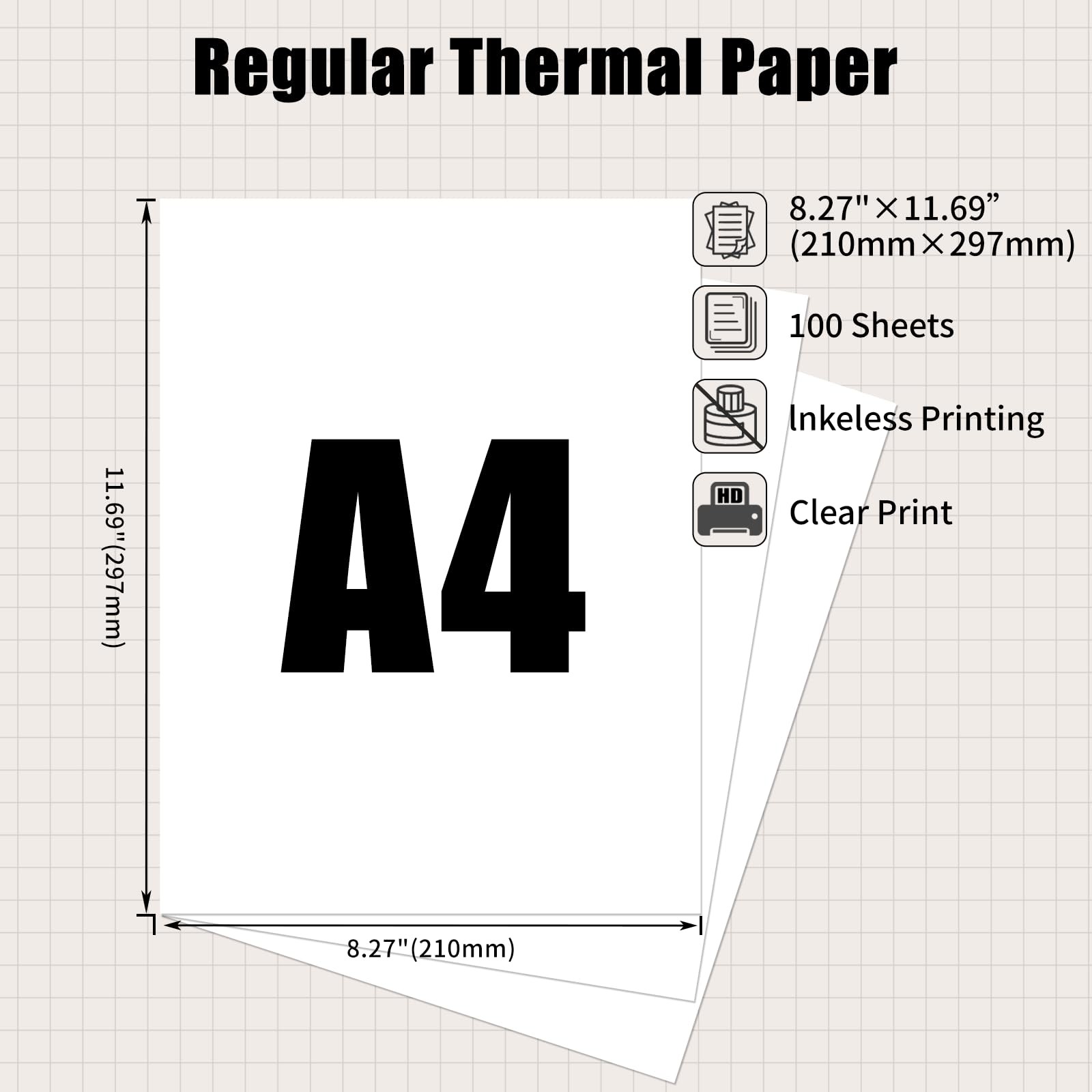 Phomemo A4 Thermal Paper, Printer Paper 8.26″ x 11.69″ Size, white
