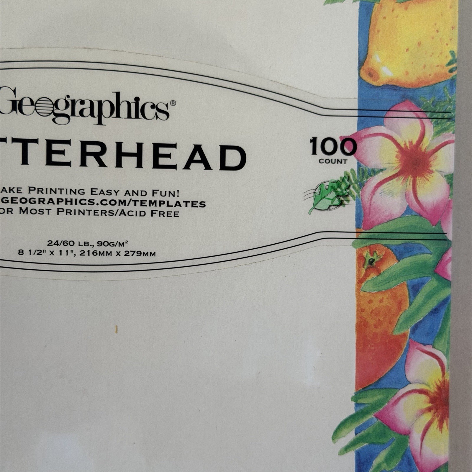Vintage Bright Floral Luau Hawaiian Letterhead 8.5×11 Papers 100 Sheets Printer
