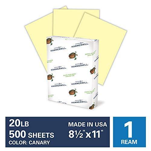 Hammermill Colored Paper, Canary Printer Paper, 20lb, 8.5×11 Paper, Letter Si…