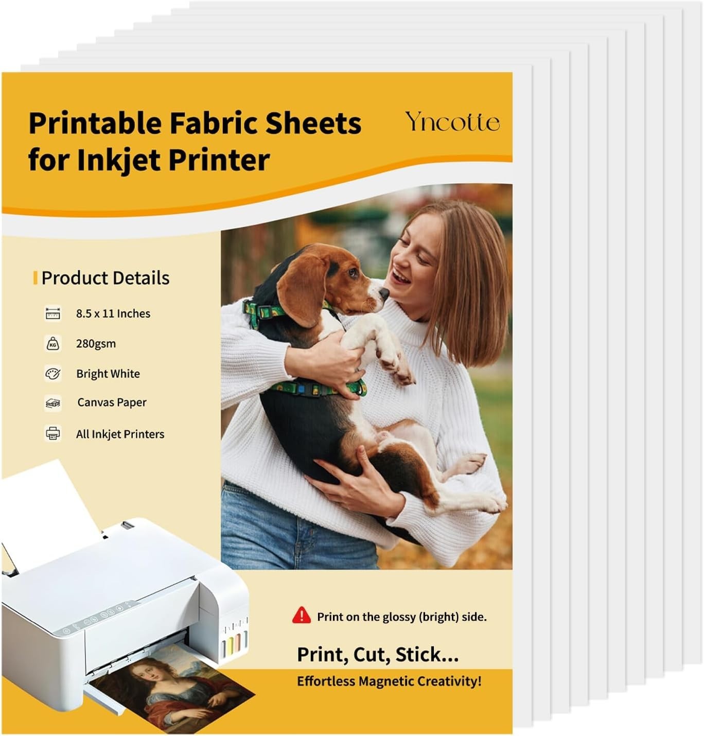 10Pcs Canvas Printer Paper for Inkjet Printers, 8.5×11″ Bright White 280gsm P…