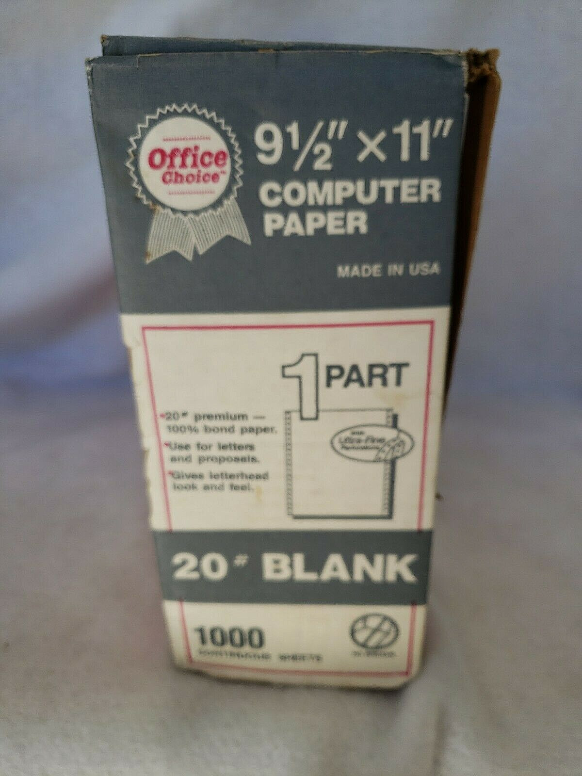 OFFICE CHOICE #20 Blank 1000 Continuous Sheets 9.5″x11″ Computer Paper #368704