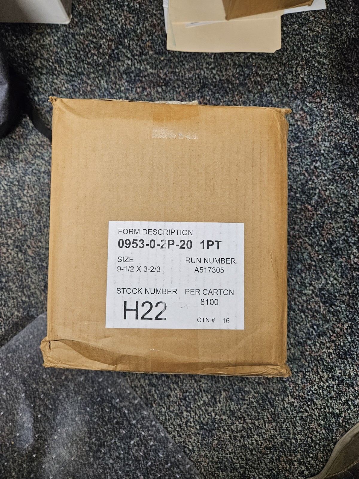 Perforated Continuous Paper – three part – 9 1/2″ X 3 2/3″ 8100 Count H22