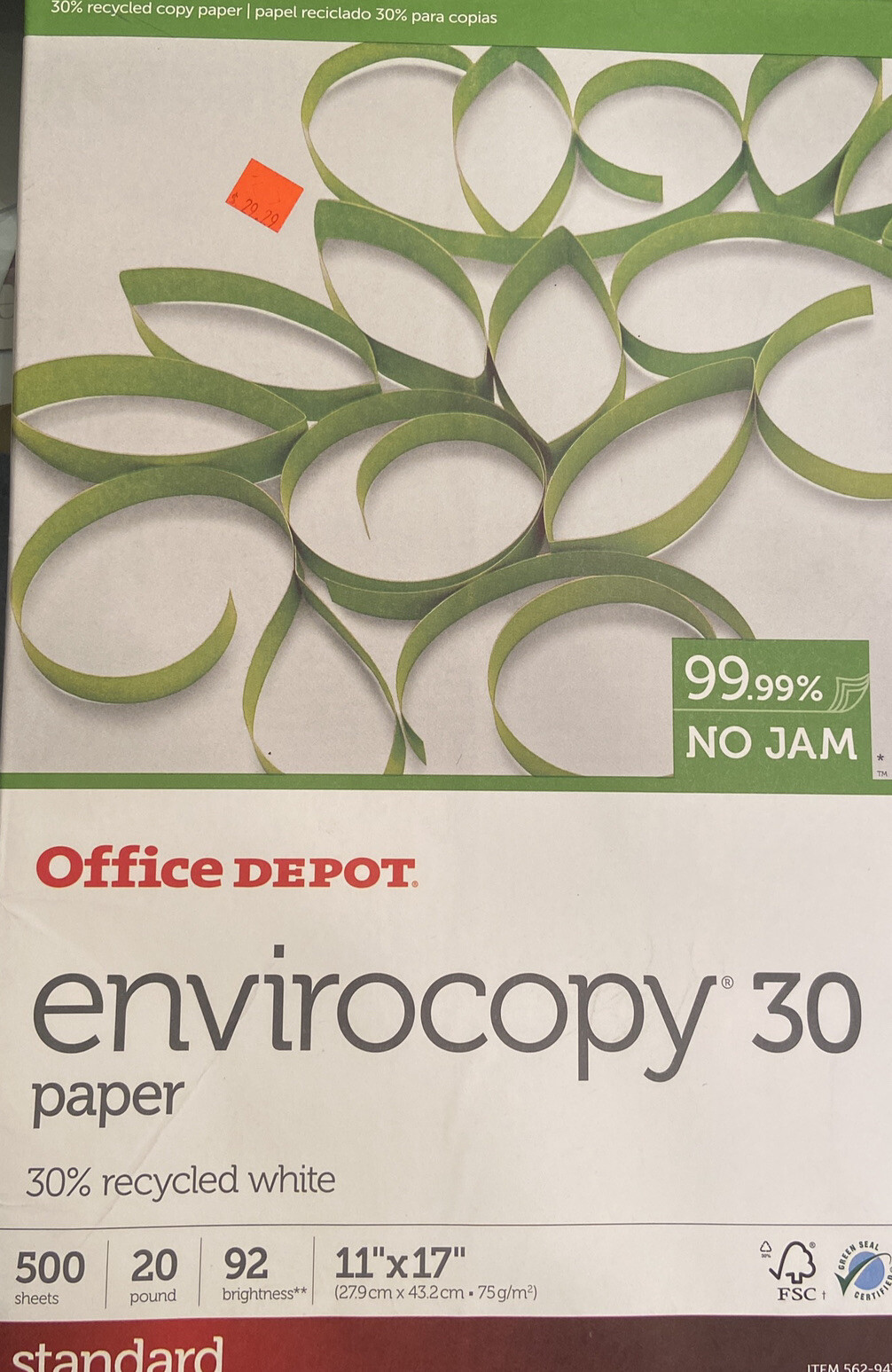 Office Depot Brand EnviroCopy® Copy Paper, Legal Size, Ream of 500 Sheets