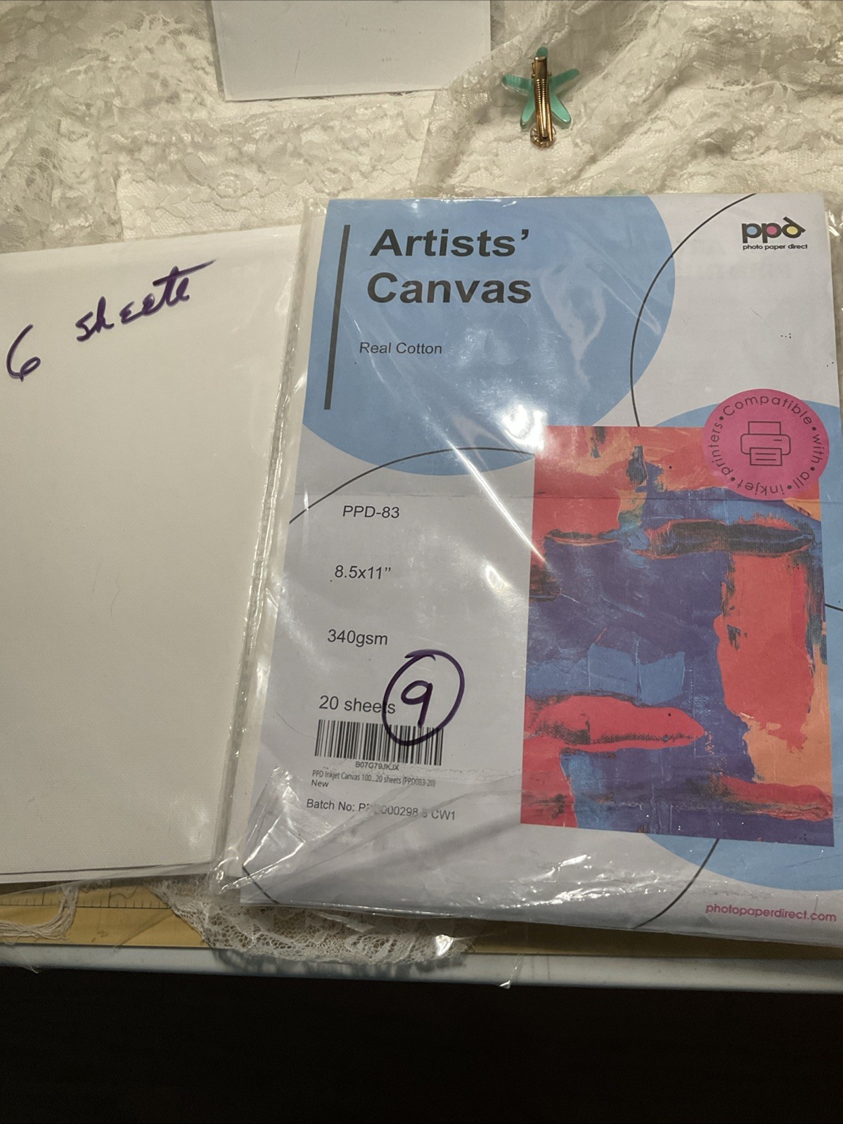 Printable Fabric Sheets, Canvas for Inkjet Printer, 8.5×11″ Photo Fabric Prin…
