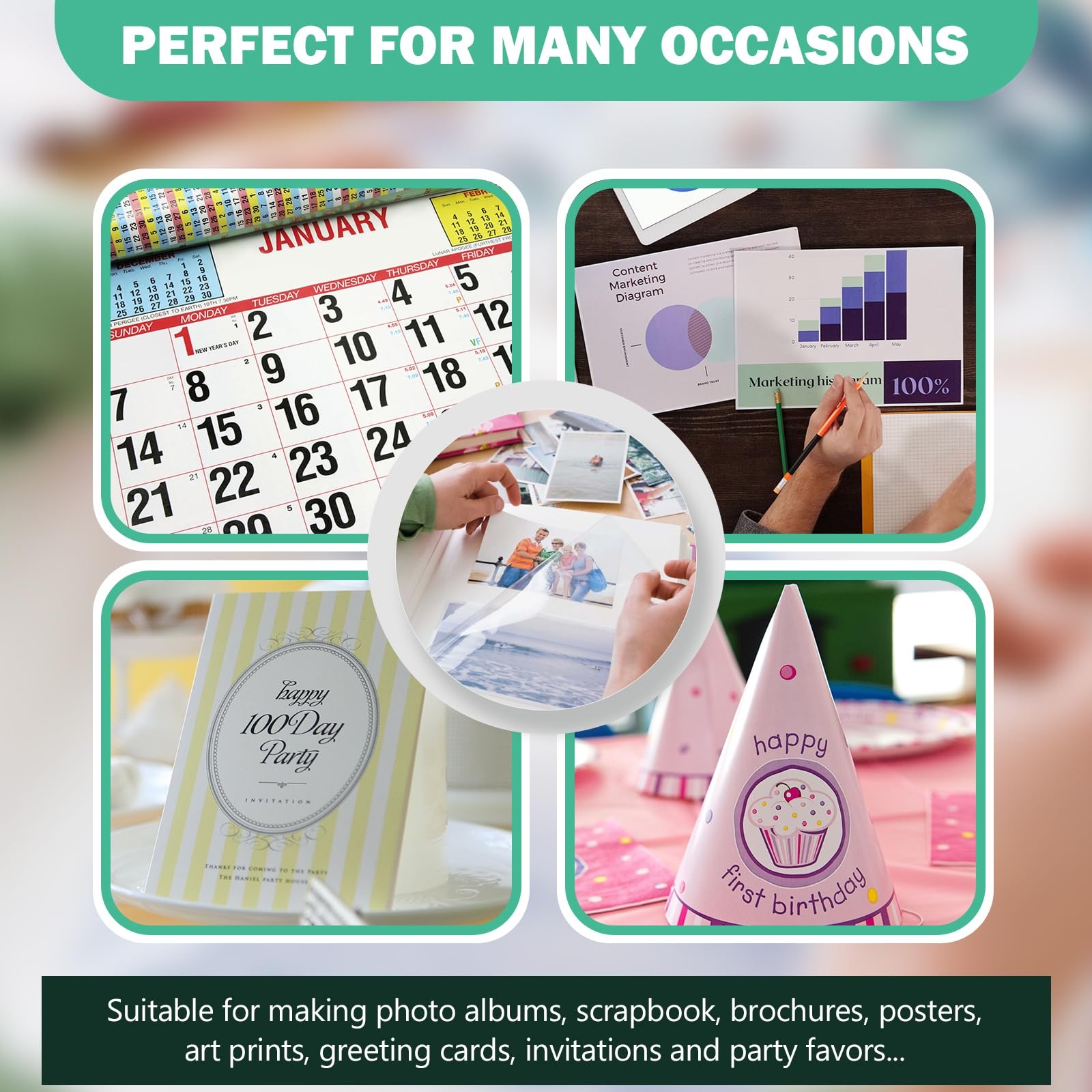 Glossy Photo Paper 3.5×5, 4×6, 5×7, Photo Printer Paper for Inkjet, 150 Bulk …