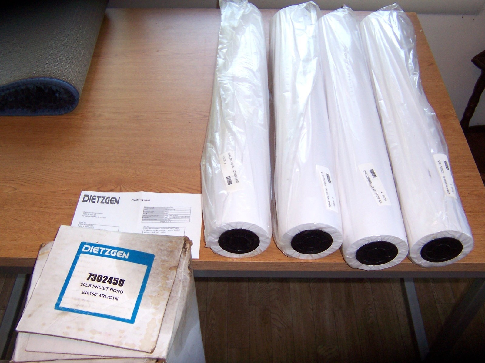 Dietzgen 4 Rolls 24” X 150′ 20lb Ink Jet Bond Paper New in Box